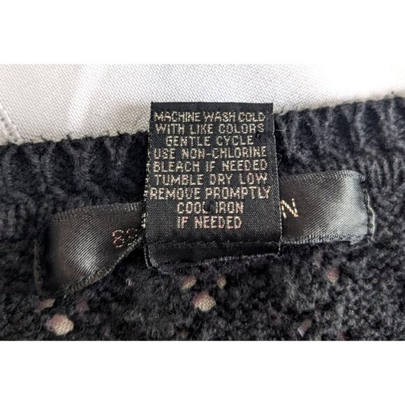 89TH & MADISON Black Crochet Short Sleeve Open Weave Sweater Cotton Blend Size M - Picture 4 of 6